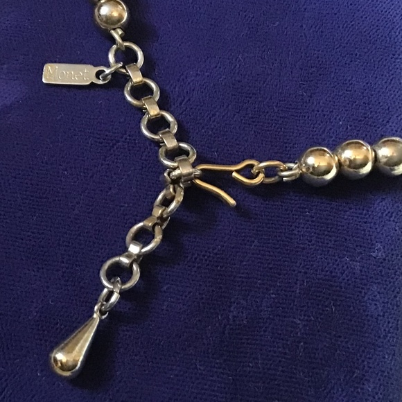 Monet Vintage Gold Tone Bead Necklace 15” Adjustable - Picture 4 of 11